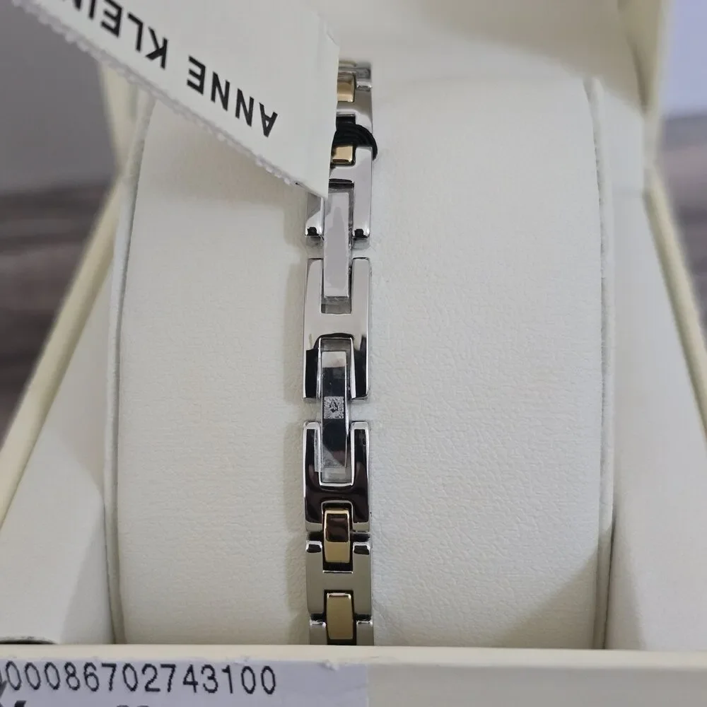 Anne Klein Two Tone Dial Watch Petite Hexagonal Alloy Metal Bracelet New in Box